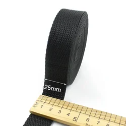 Versatile Nylon Webbing Strap for Bags - Adjustable Length & Width (Black - 25mm)