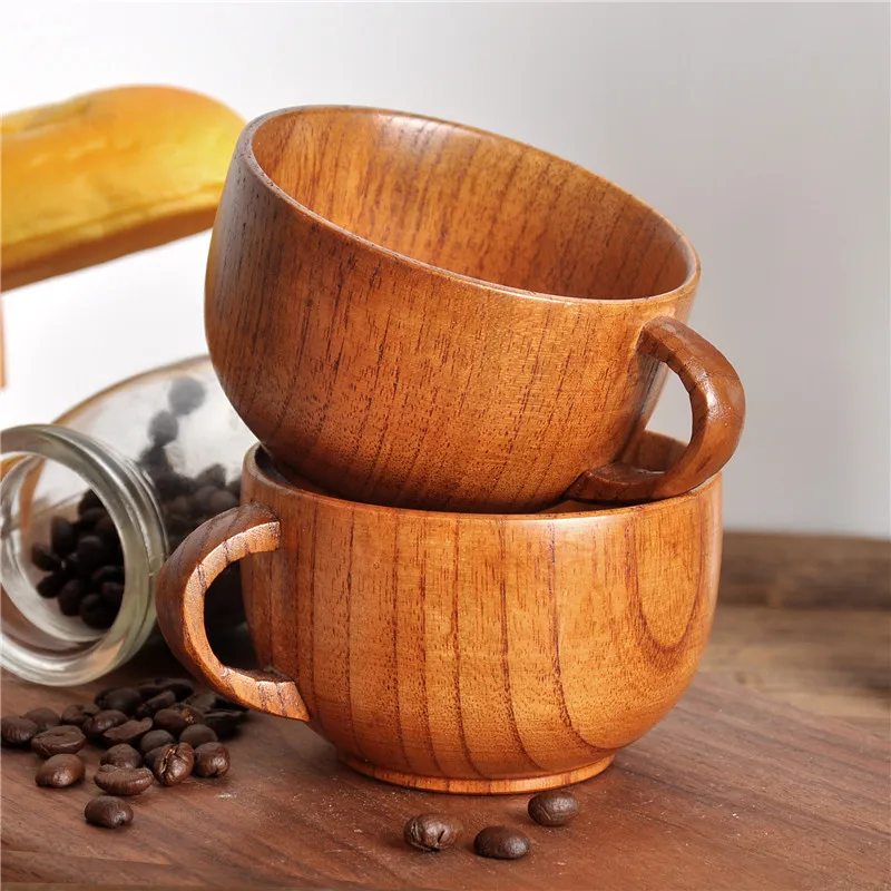 Wide Glass Coffee Mug With Wooden Handle Sets - MASU