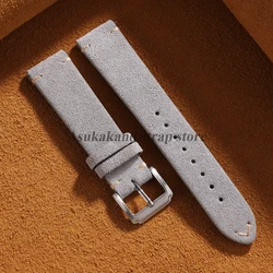 Premium Calfskin Suede Quick Release Watch Bands - Universal Fit - 22mm (Light Grey)