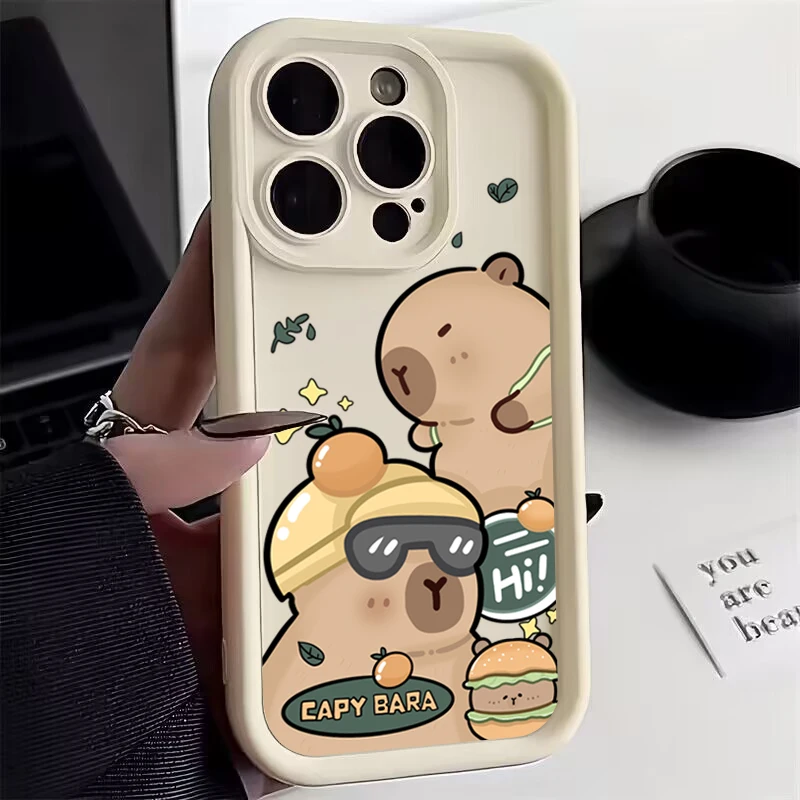 Adorable Capybara Silicone Soft Phone Case – Shockproof Back Cover