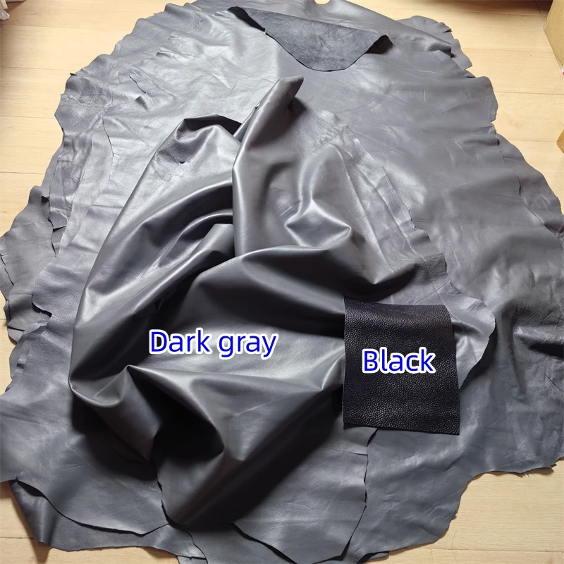 다크 그레이 양가죽, 0.5mm, 0.7mm 첫 번째 레이어 가죽 진짜 가죽 원단, 의류용 수제 DIY. 가죽 바지, 전체 양가죽