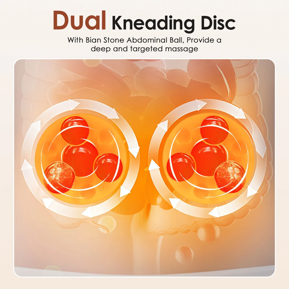 Electric Abdominal Massager Bian Stone Kneading 2-Level Heat Fat Burner 3-Intensity Modes Anti-Cellulite Belly Shaking Remover