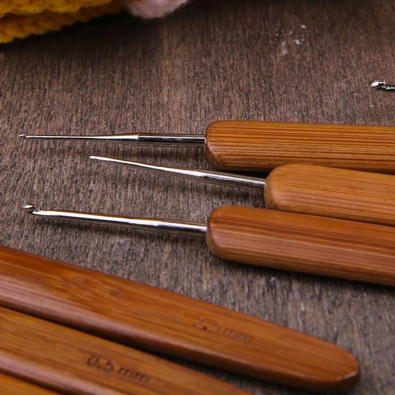 Sewing Tools Knitting Needles Crochet Hooks Knitting Supplies Knitting Material Weaving Tools Knitting Craft Supplies LMDZ 0.5mm-3mm Wooden Handle Knitting Needles Bamboo Knitting Hooks DIY Crochet Hooks Needles for Weave Yarn Sewing Tool