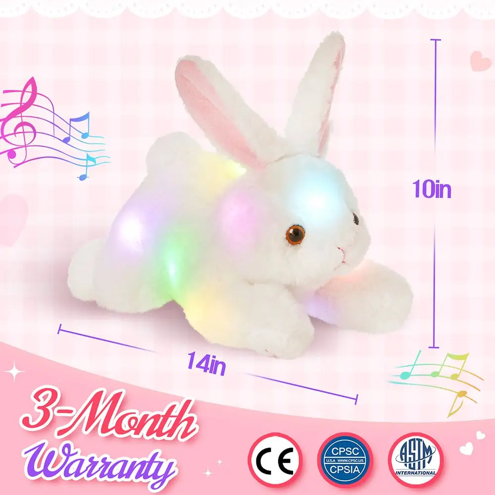 38cm LED Light Musical Glow Stuffed Animals Bunny Rabbit Luminous Toys Gift for Girls Soft Cute Colorful Plush Toy Kids plush toy