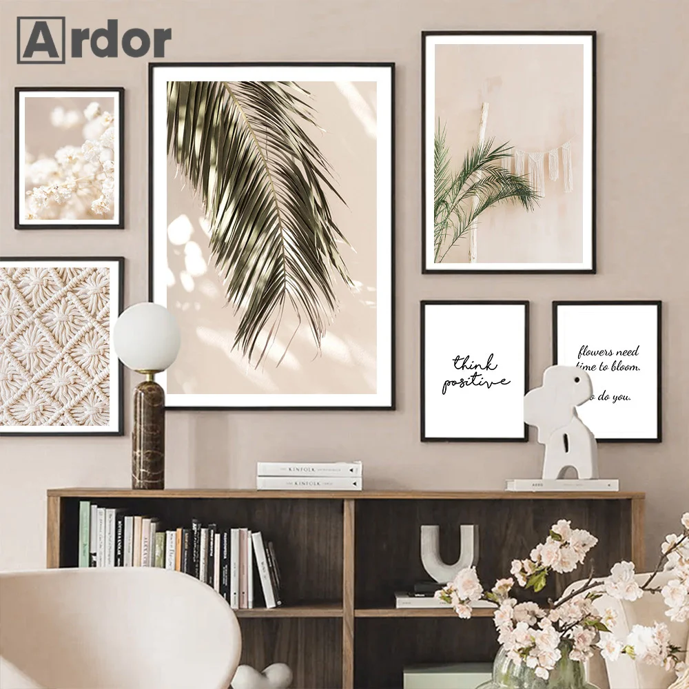 

Modern Tropical Palm Tree Leaves Canvas Painting Quote Poster White Flower Print Nordic Wall Art Pictures Living Room Home Decor