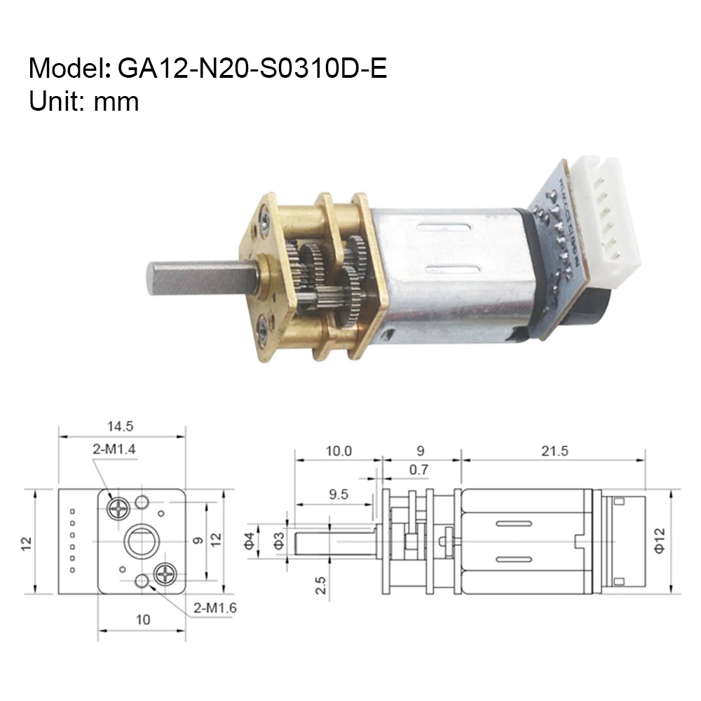 Ga12 N20 Encoder Dc 12V (6V 5V 3V) Mini Micro Metalen Versnelling Dc Motor Met Tandwiel Hoog Koppel 30-4000Rpm 7ppr Hal Sensor Encoder