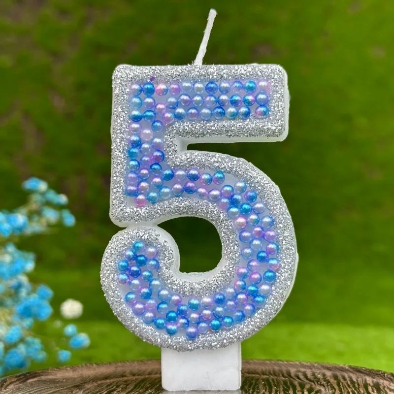 Candela Numerica Per Torte, Numero 5, Colore Verde E Marrone, In Paraffina Con Piedistallo, 6x4 Cm