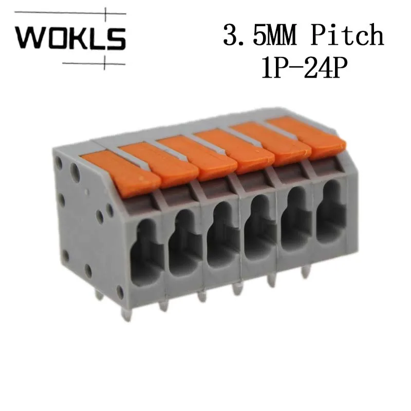 PCB terminal block 1Pcs 2601 1.5 mm&sup2; spacing 3.5 or 5.0 mm pitch gray 2601-1102 3 4 5 6 din rail terminal block