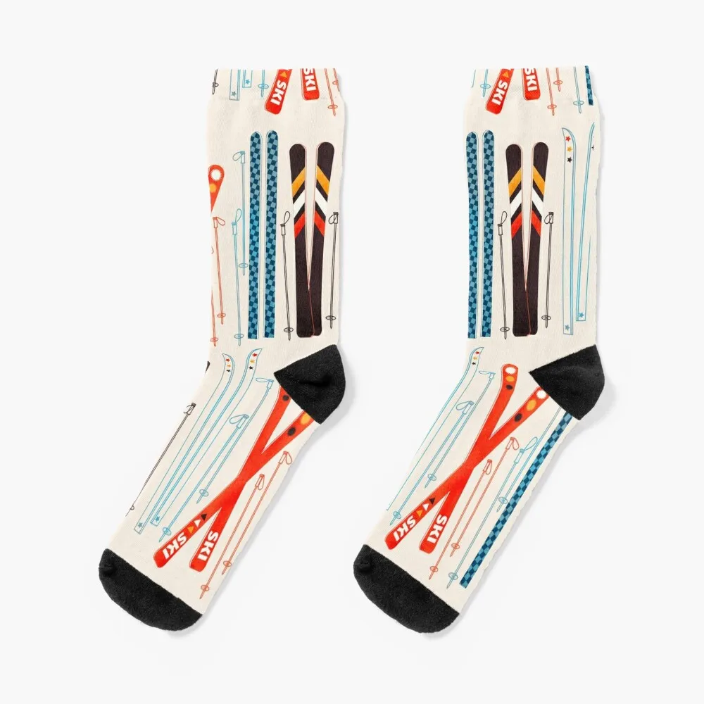 

Colorful Retro Ski Illustration Socks set christmas gift warm winter Mens Socks Women's