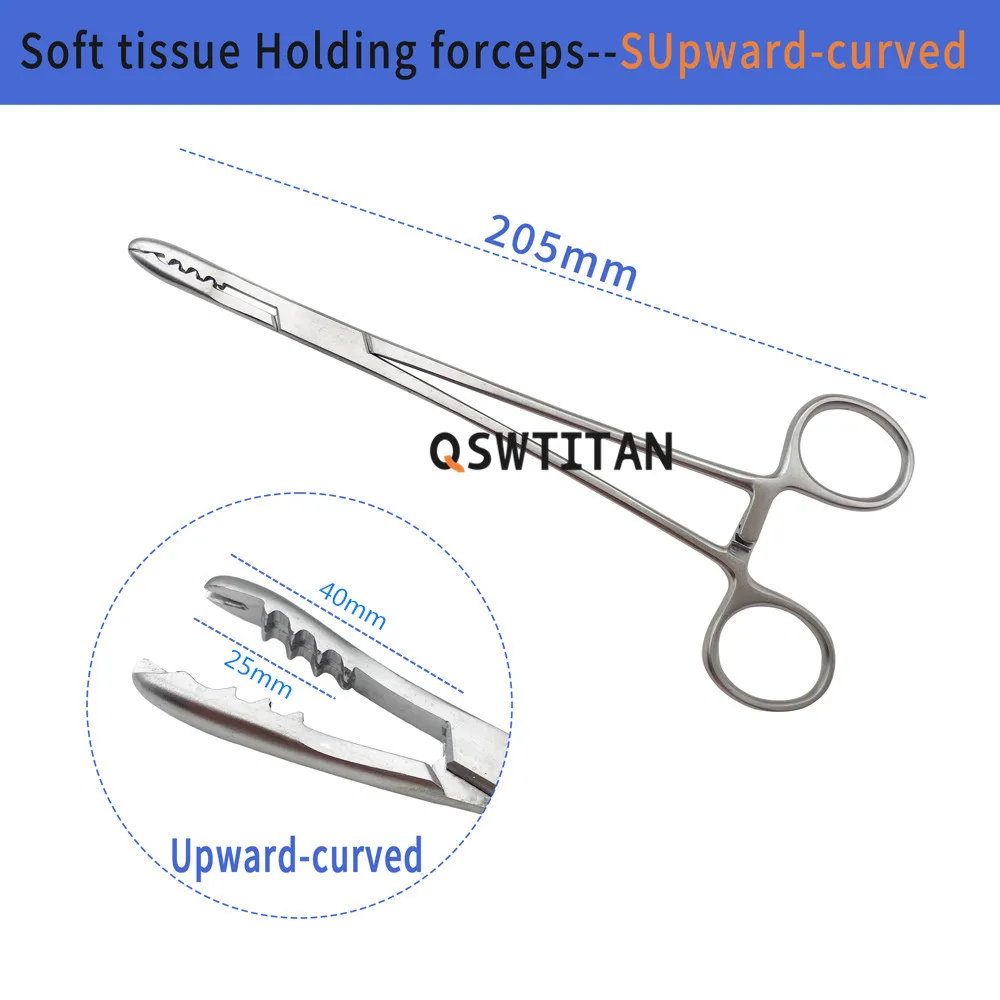 QSWTITAN Soft tissue Holding forceps Bend upwards Straight tissue Pliers Veterinary Orthopedics Instruments