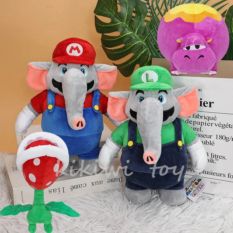 

New Super Mario Bros Wonder Anime Elephant Mario Luigi Plush Toys Kawaii Piranha Plant Hippo Soft Plush Action Christmas Gifts