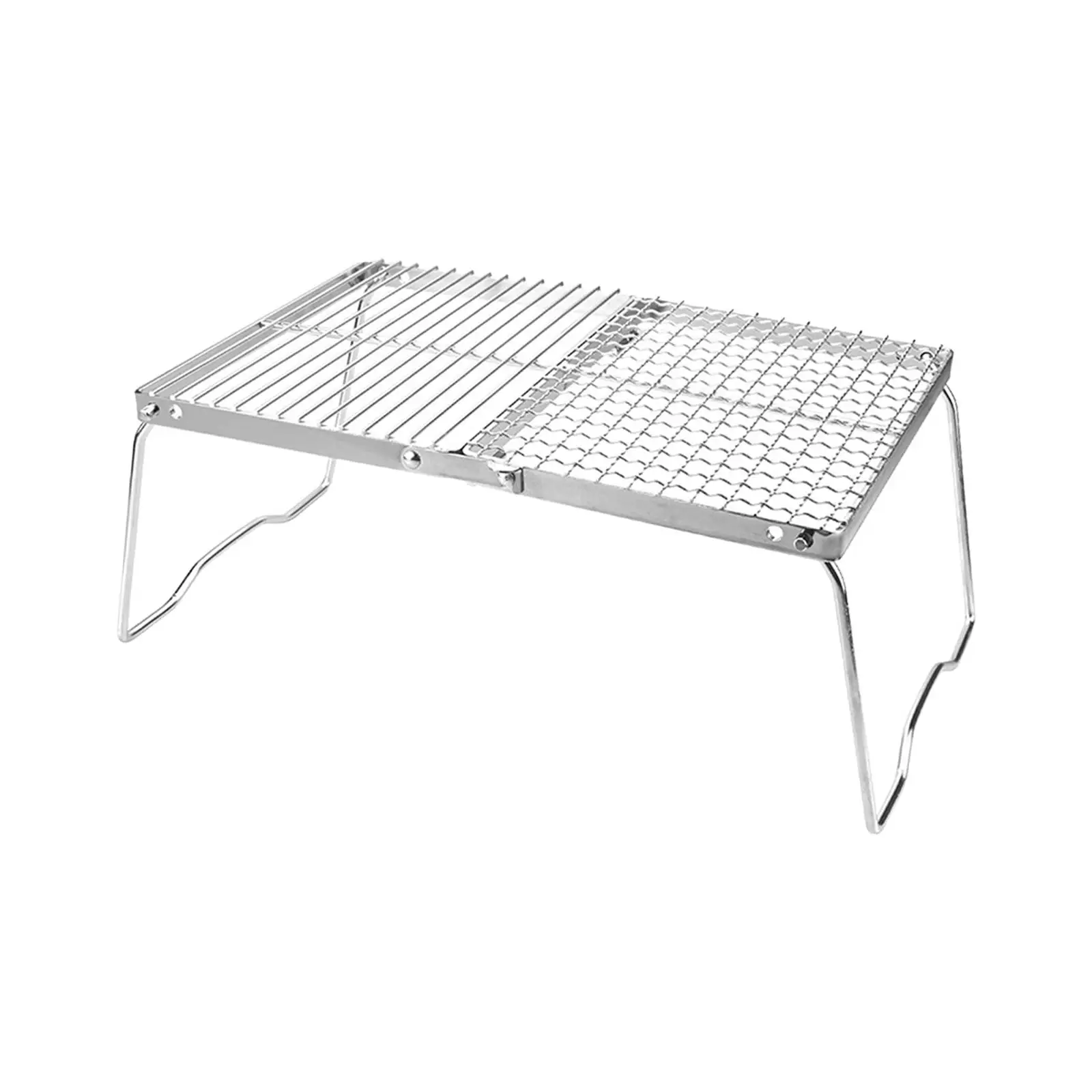 Campfire Grill Folding Barbecue Net with Legs Compact Stainless Steel