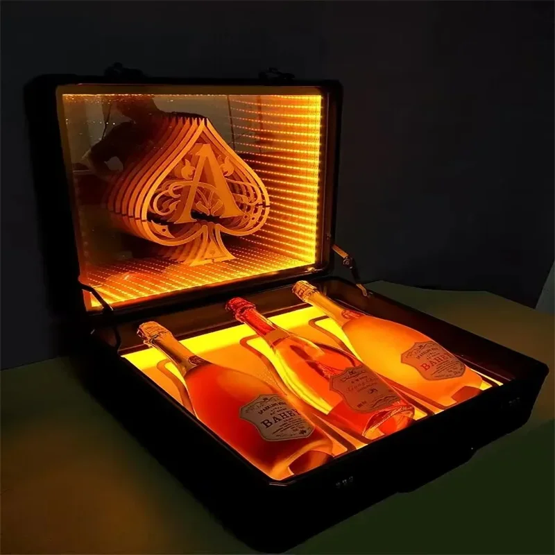 Luxury 3 Bottles Led Dom P Champagne Suit Wine Bottle Box Glorifier Display Presenter For Night Club Lounge Bar