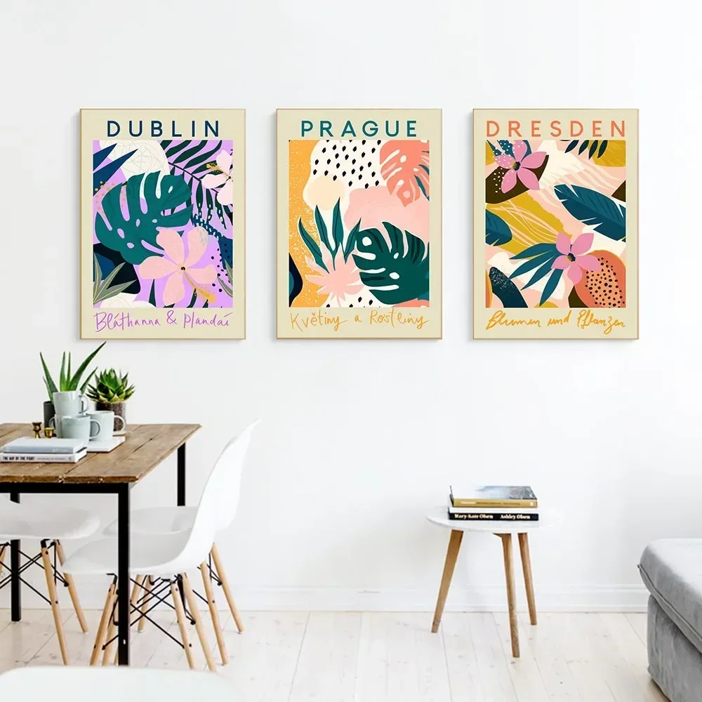 Classic Abstract Wall Art Minimal Multicolore Flower Market Hd Canvas Printed Poster Home Living Room Bedroom Decoration