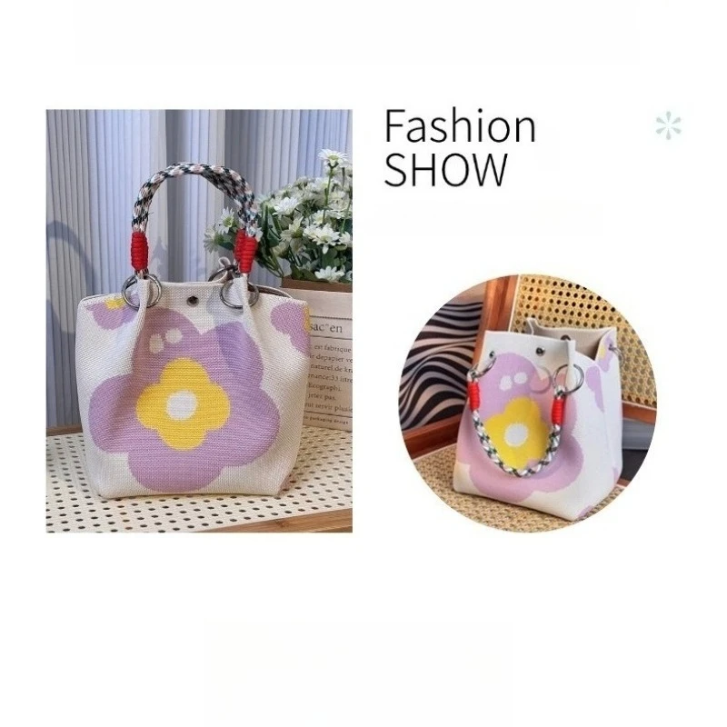 High Density Polyester Knitted Lunch Tote Handbag with Magnetic Closure Anti-Pilling Multi-Use for Work Outdoor