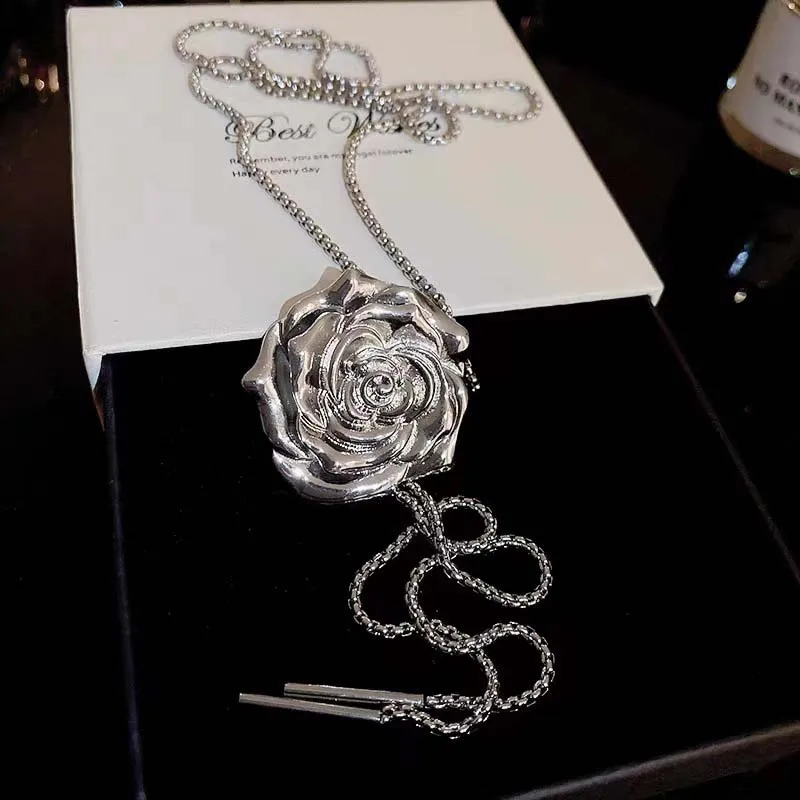 KristLand S925 Argento Oro Placcato Collana da Donna Rose Fiore Ape