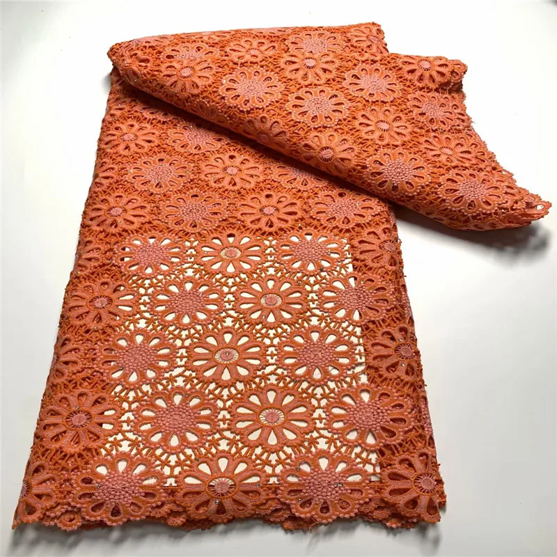 

5 Yard Hot Selling French Lace With Diamond African Guipure Tulle Cord Lace Net Embroidered Fabric For Wedding Party ZQ080105