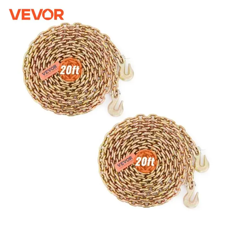 Binder Chain Trailer Tow Zinc Plated Heavy Duty Truck Safety Grab Hooks Logging Binder Tie Down Transport Flatbed VEVOR binder chain