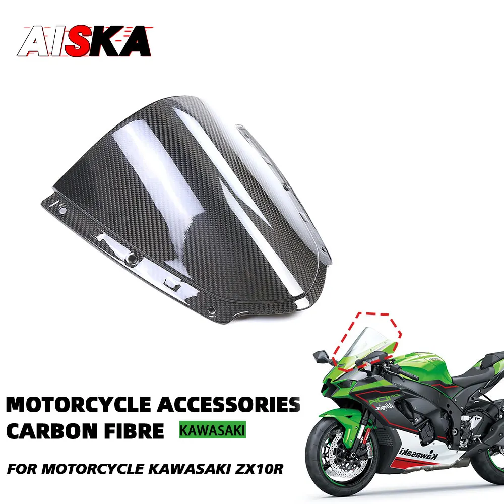 

Real Carbon Fiber Front Windshield Windscreen Motorcycle Wind Deflector Part For KAWASAKI NINJA ZX10R ZX 10R 2021 2022 2023 2024