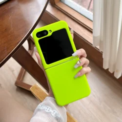 Vivid Neon Fluorescence Colorful Phone Case - Liquid Silicone Matte Skin Candy for Samsung ZFlip5 (Fluorescent Green)