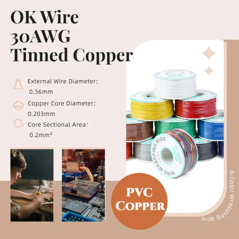 30AWG Tin Plated Copper Wire Wrapping Wire Cable Reel Electrical Soldering OK Wire 250m For LCD PCB Laptop Monitor image 3