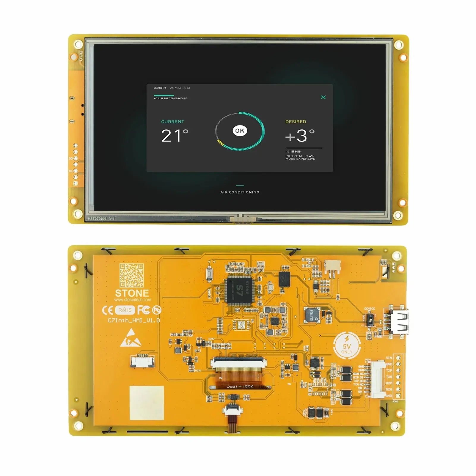 

SCBRHMI Intelligent C Series: STWC070LT-01 7"Resistive Touchscreen With Enclosure HMI TFT LCD Module Display