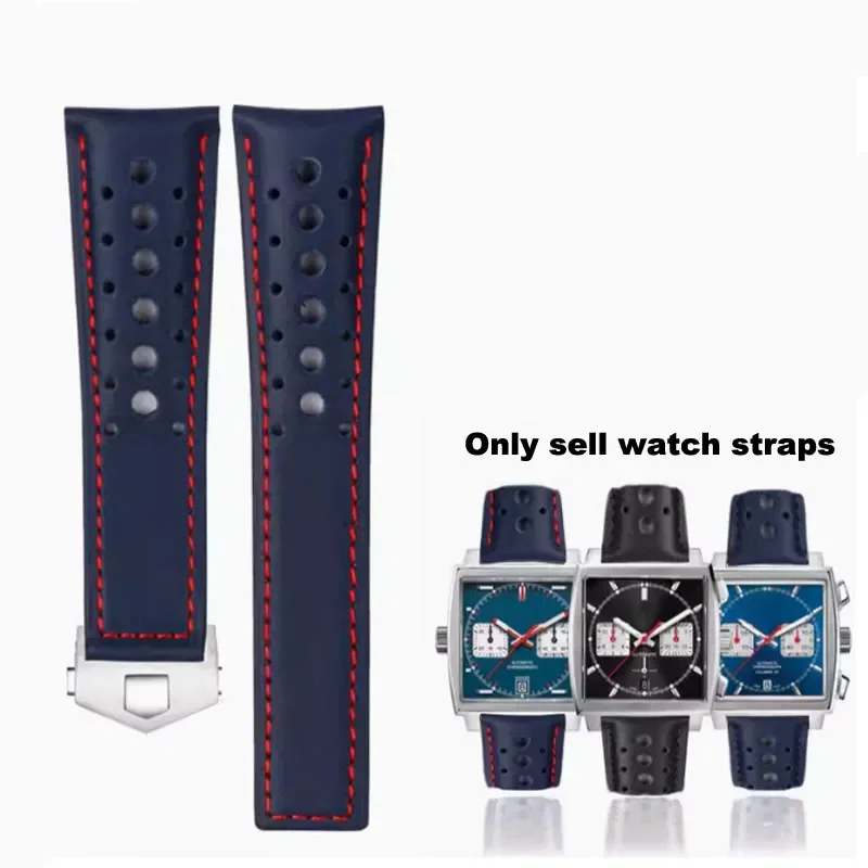 Nuovo Cinturino In Morbida Pelle Traspirante Blu Per Tag Heuer Cinturino Monaco Carrera Cinturino Cinturino Cinturino Fibbia Pieghevole 22Mm