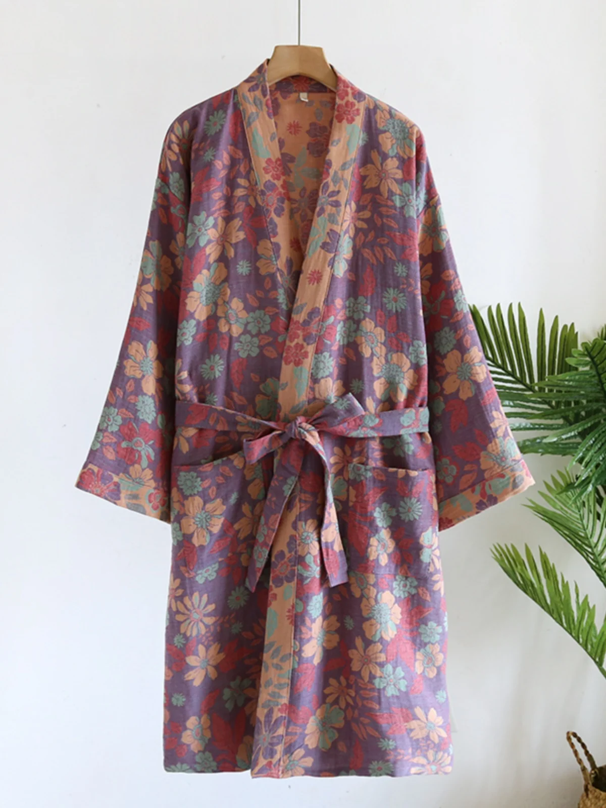 Pure Cotton Sleep Robe Women's Maternity Nightgown Loose Thin Home Clothes Large Size Summer SweatSteam Suit Bath Robe - 2