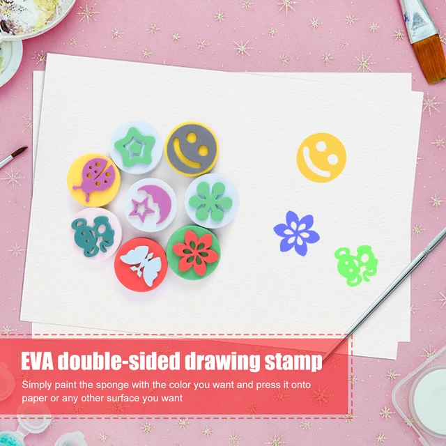 Sponge Stamp 24 Pieces EVA Painting Craft Sponges Double-Side Painting Stamper for Children DIY Craft Project Tool 3