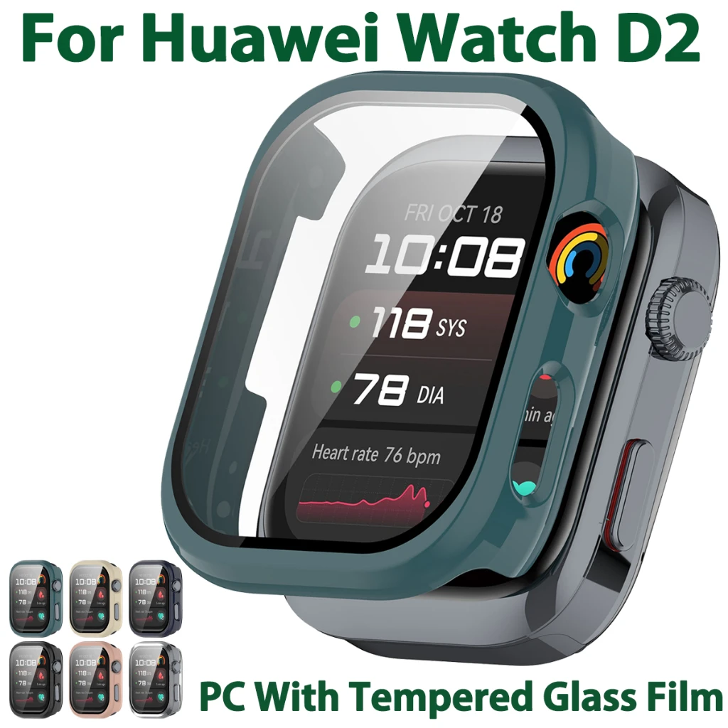 PC Hard Case Cover For Huawei Watch D2 Lettering Tempered Glass Film Full Coverage Shell HUAWEI Watchd2 Screen Protective Casing