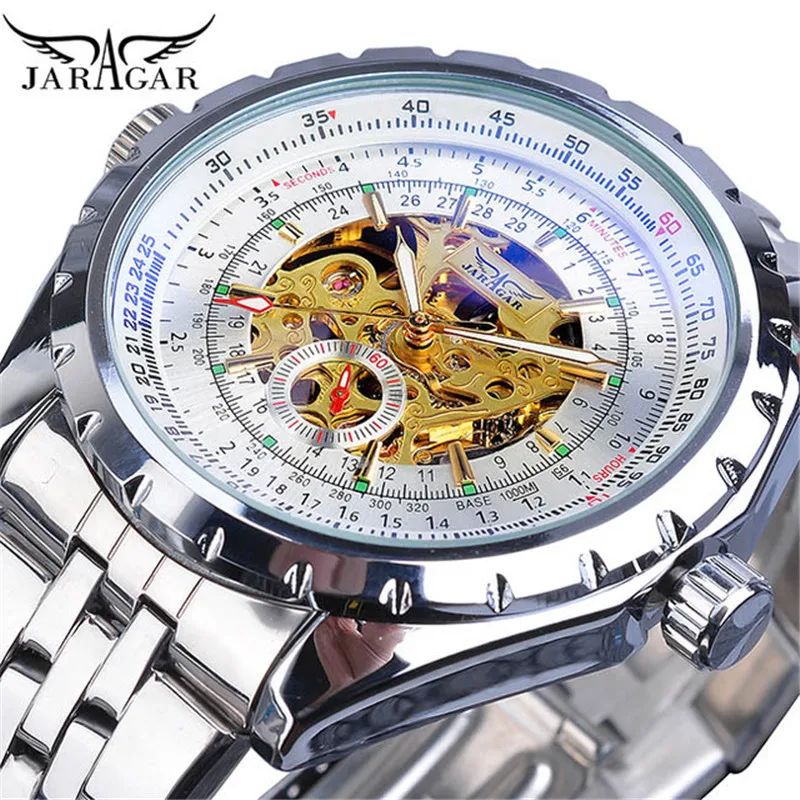 Luxury Skeleton Design Men's Automatic Watch with Steel Band - Luminous and Waterproof