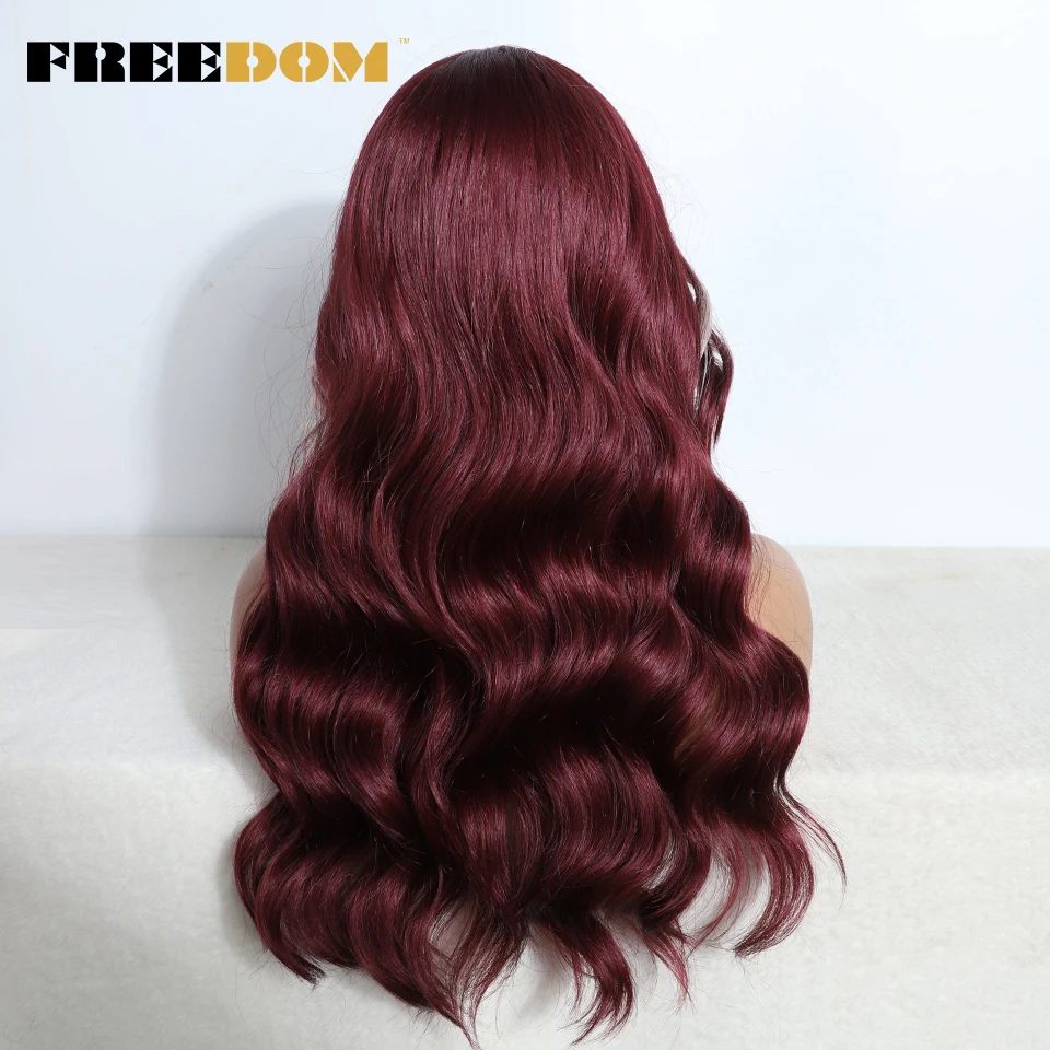 Synthetic Lace Front Wigs For Women 22 inch Body Wave Ombre Brown Blonde Wine Red Wig Easy Wear White Cosplay Wigs synthetic wig