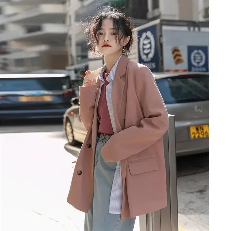 

Solid Loose Blazer Woman Outerwears Jacket Pink Clothes Gray Coats for Women Chic and Elegant Sale 2023 New Arrivals Autumn In