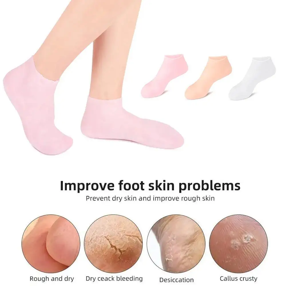 2Pcs Silicone Foot Care Socks Anti Cracking Moisturizing Gel Socks Cracked Dead Skin Remove Protector Pain Relief Pedicure Tools