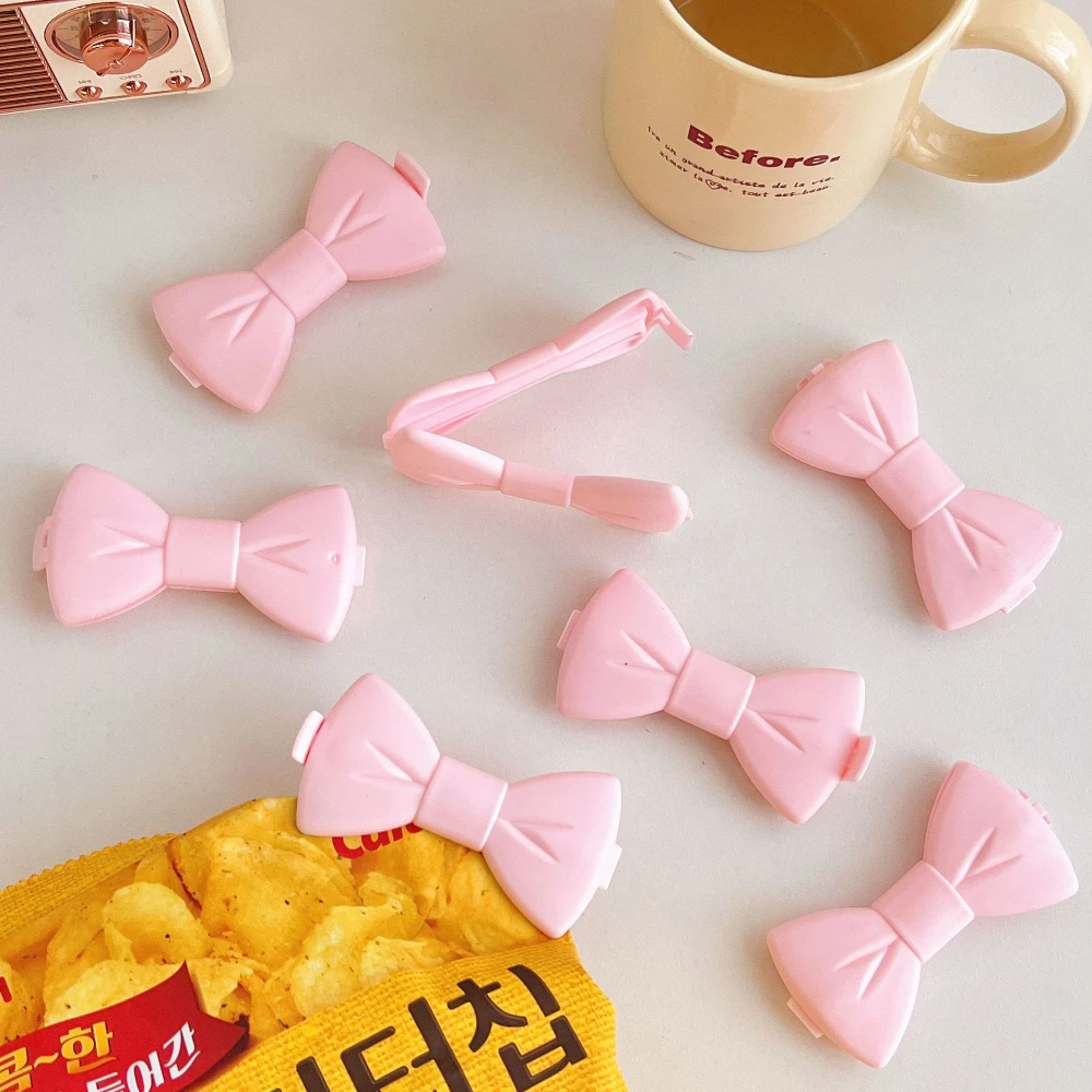 5/10PCS Cute Clip Creative Food Sealing Clip Pink Bow Plastic Bag Discharge Spout Food Moisture-proof Seal Clip Kitchen Tool 5
