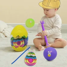 

2022 Easter Egg Bunny Toys Decompression Toy Set Filling Basket Silicone Puzzle Children DIY Finger Bubble Push Kids Toys Gift