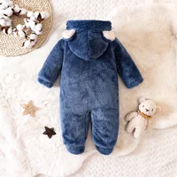 hibobi Winter Children's Cotton Jumpsuit Bear Shape Hooded Long-Sleeved Plush Romper Suitable For Children Under One Year Old 3