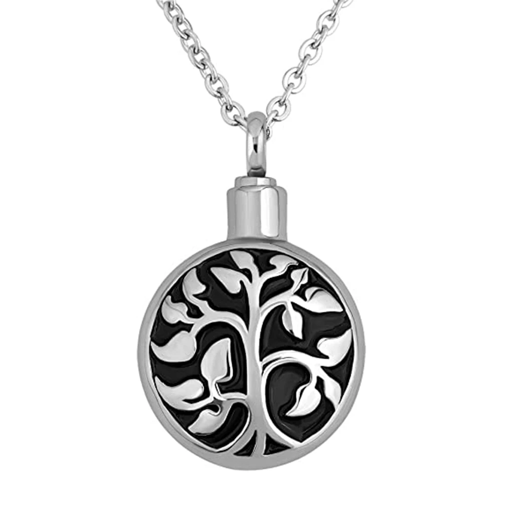 Collana Ciondolo Urna Memoriale Albero Della Vita Acciaio Inox Argento