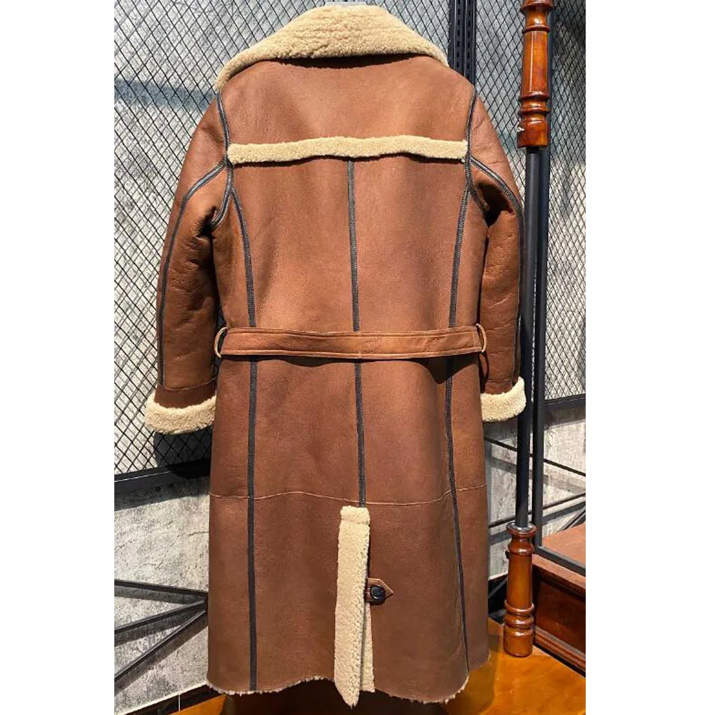 Denny&Dora Mens Shearling Jacket Men Sheepskin Jacket Length Sheepskin