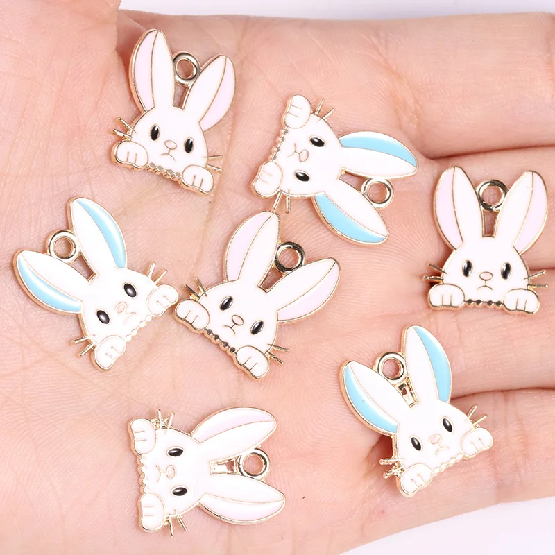 

20Pcs 15*18mm Alloy Oil Drip Rabbit Pendant Cute Animal Earrings Necklace Charms DIY Keychain Bracelet Accessories Material Find