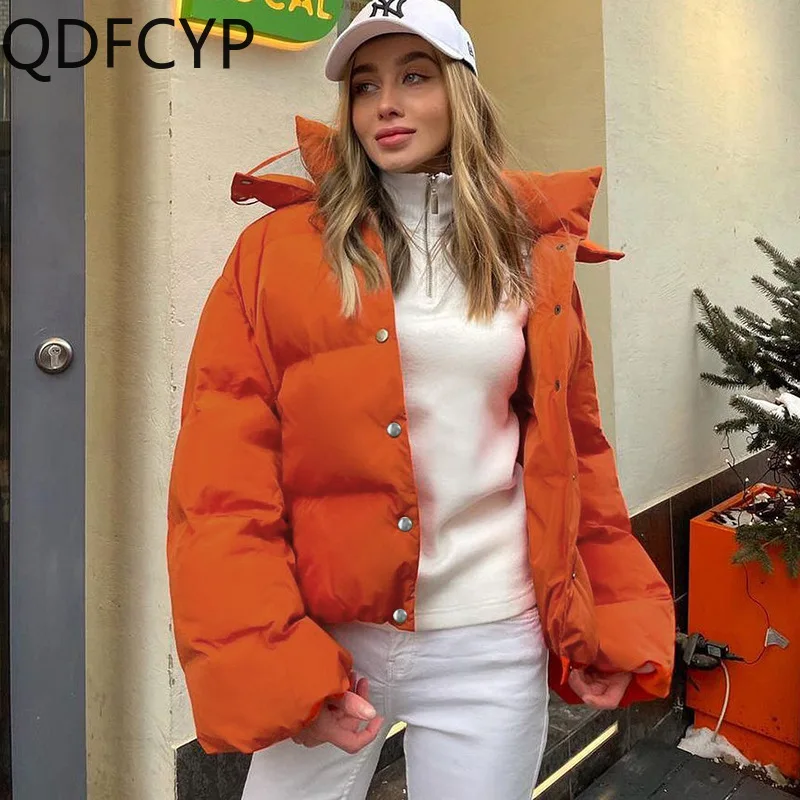 

2023 Autumn Winter New womens Parkas fashion Simplicity Long sleeved Thickened Parkas Vintage Short Hooded Baggy Cotton Coat