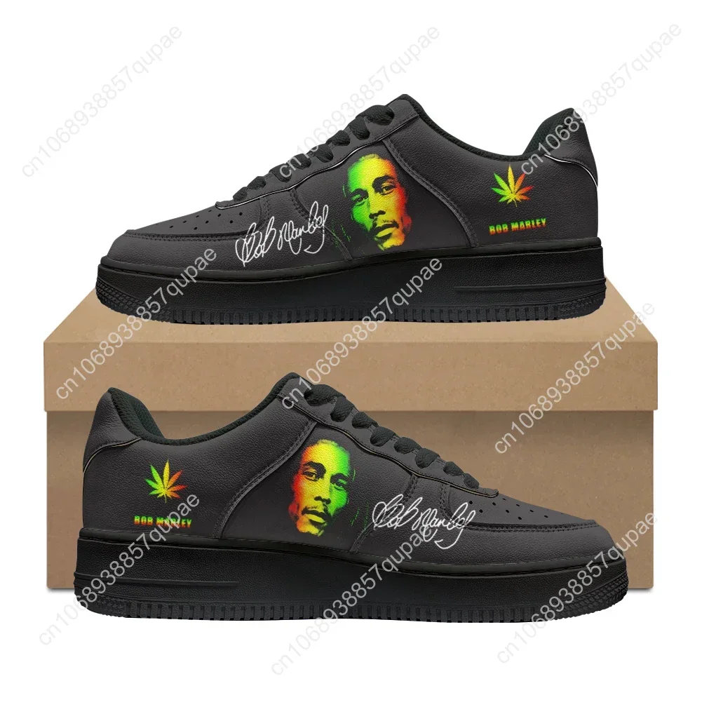 

Bob Marley Reggae Rasta Music Singer Shoes AF Basketball Mens Womens Running Sports Flats Force Sneakers Mesh Custom Made Shoe