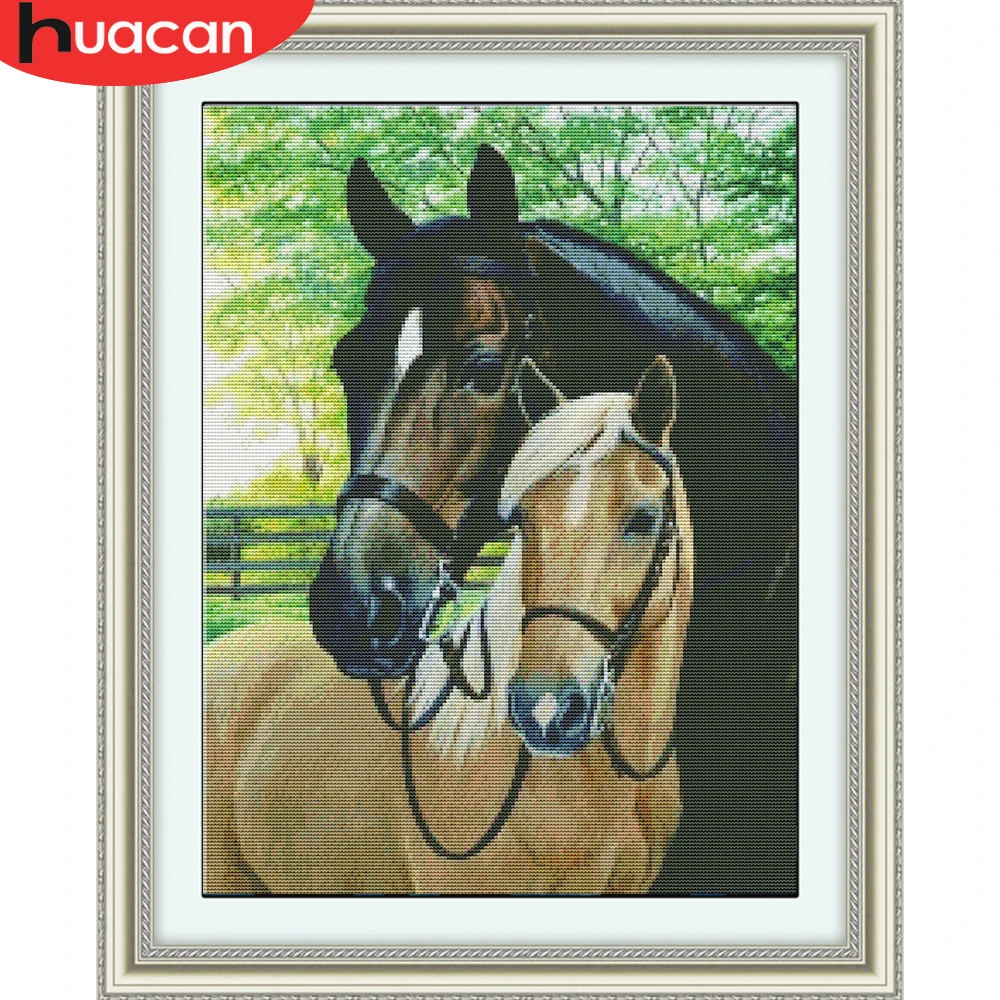 HUACAN Embroidery Animal DIY Handmade Home Decoration Cross Stitch