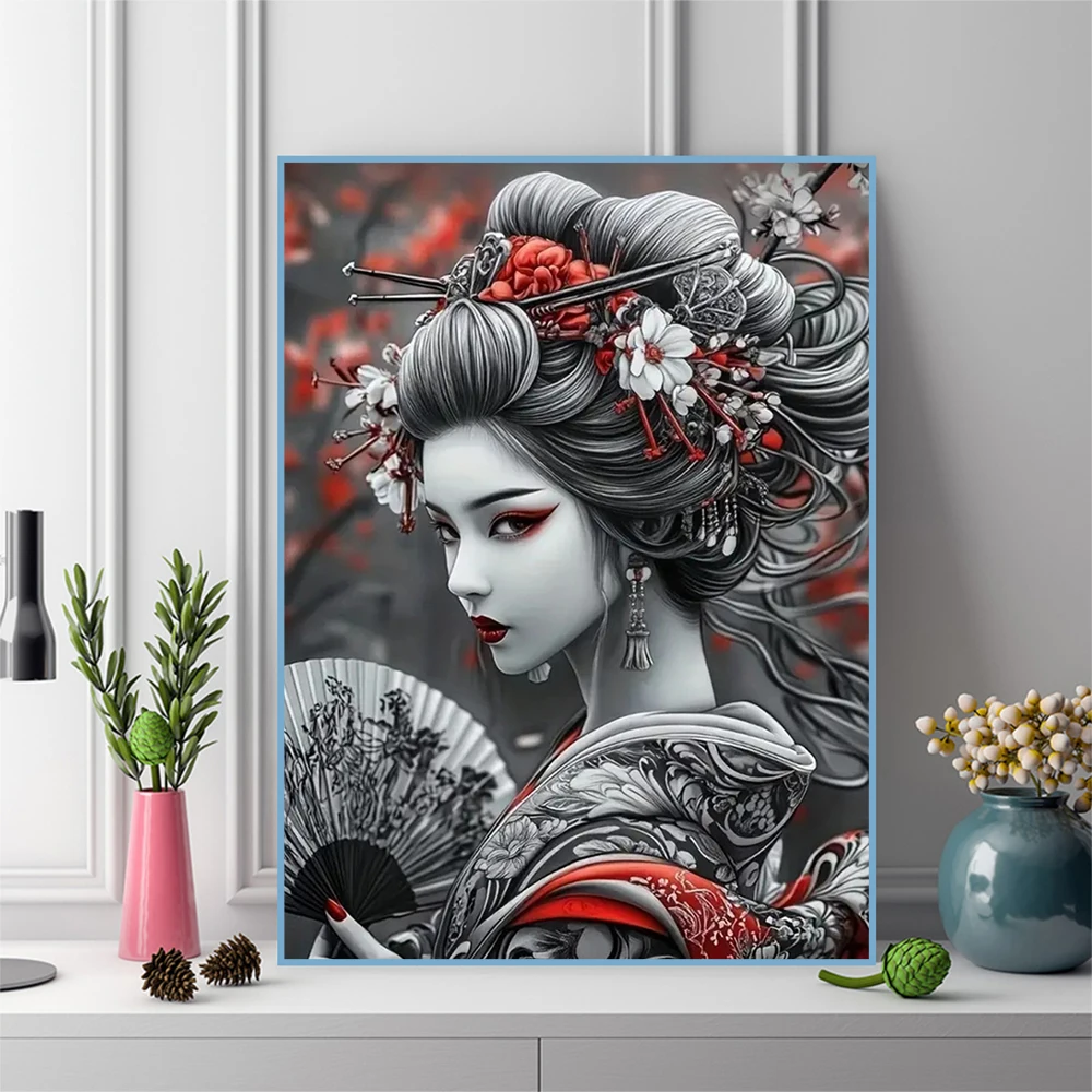 모모아트 다이아몬드 모자이크 초상화 일본 여성 DIY 풀 스퀘어 라운드 다이아몬드 페인팅 신상품 자수 수제 선물