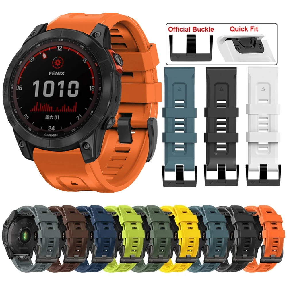 22mm 26mm QuickFit Silicone Bracelet Strap For Garmin EPIX Fenix 7X 7 Solar/6X 6XPro 5 5X Plus MARQ Descent Mk2i Watchband |