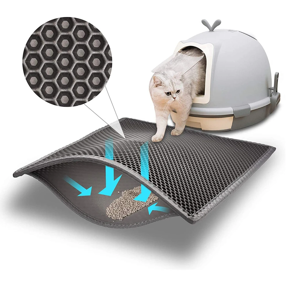 Pet Cat Litter Mat Waterproof EVA Double Layer Cat Litter Trapping Pet Litter Box Mat Clean Pad Products For Cats Accessories