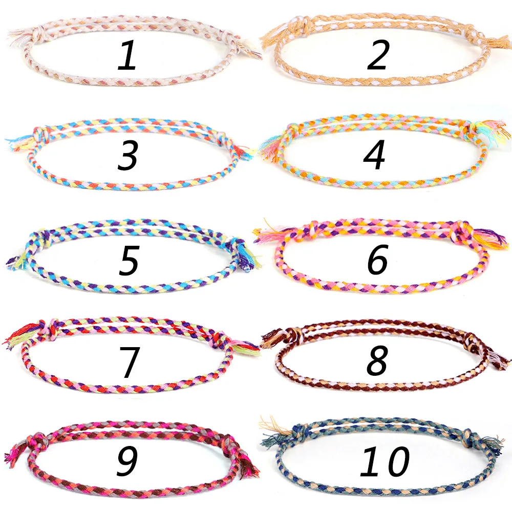 New Boho Four Strand Color Handmade Waterproof Woven Thread Wrap Bracelet Simple Rope Knot Bracelet Friendship Bracelets Unisex 3