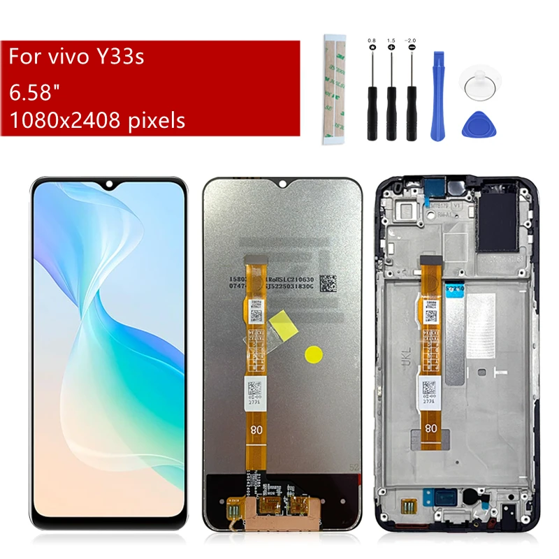 

For Vivo Y33S LCD Display Touch Screen Digitizer Assembly With frame Lcd Digitizer y33S Screen Replacement Repair Parts 6.58"