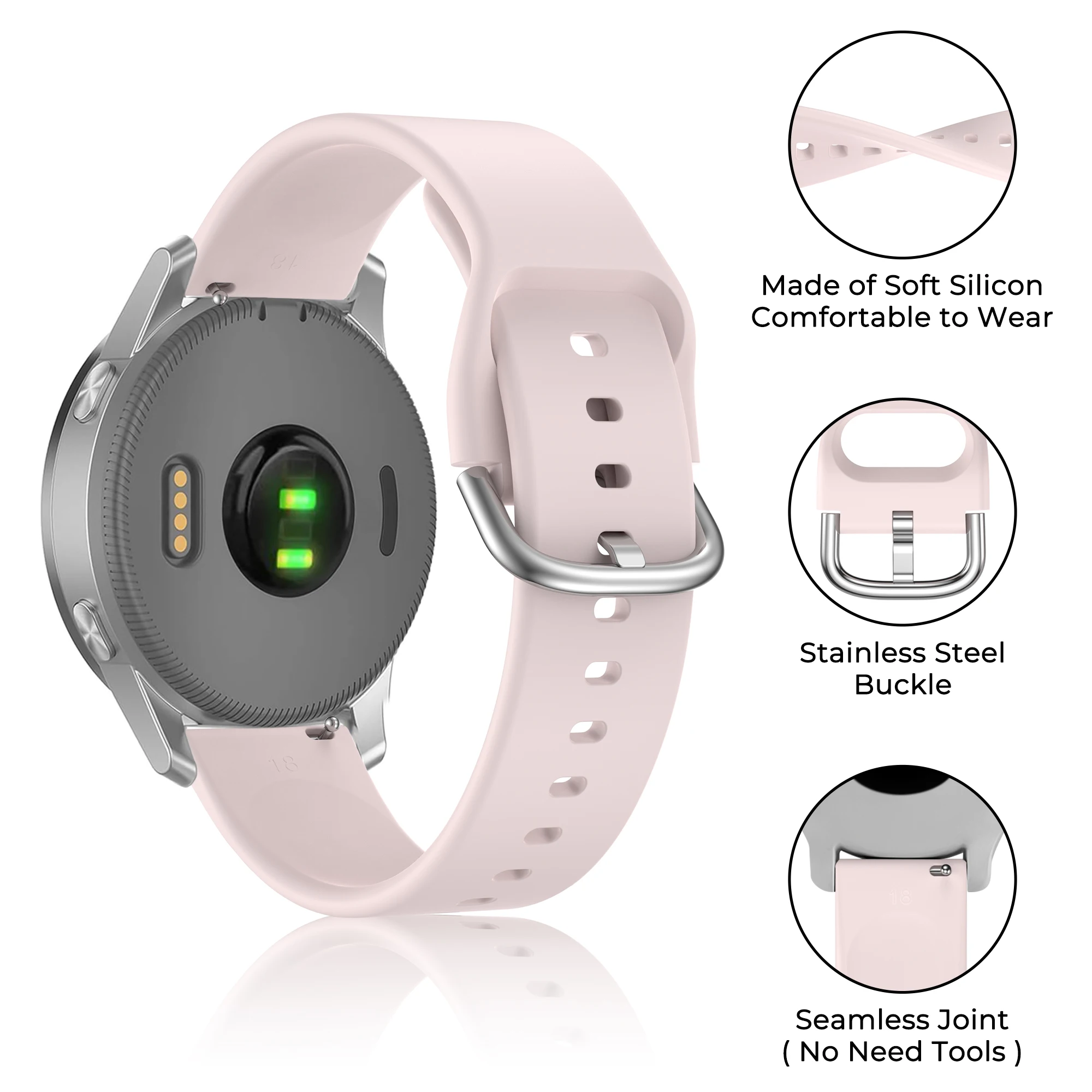 Elegant 18mm Silicone Watchband