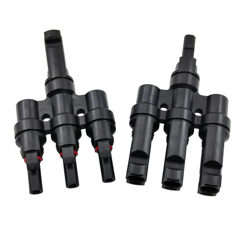 A Pair Solar PV Photovoltaic Solar Connector 3 to 1 T Branch IP67 Male And Female 100% PP0 Parallel DIY Kits System Wiring Cable Connectors Wire Connectors DC Connectors DC Power Connectors Power Connector Plug Adapter Power Connector Adapter